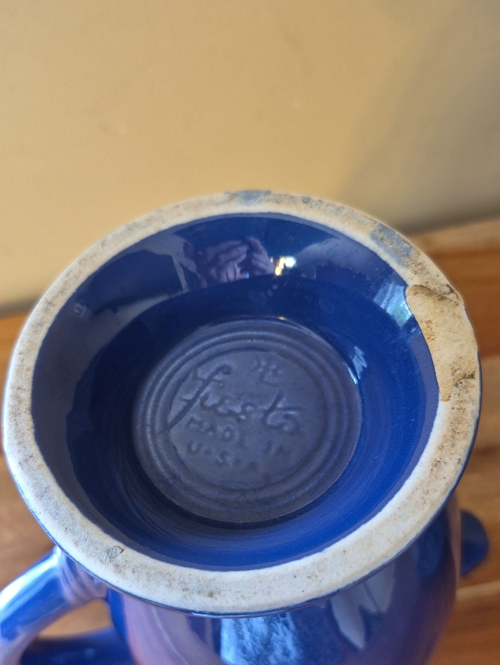 Vintage Fiestaware Cobalt Blue Coffee Pot (Has Chips) - Picture 2 of 12